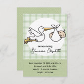 Stork Baby Geboorte Aankondigingen (Voorkant / Achterkant)