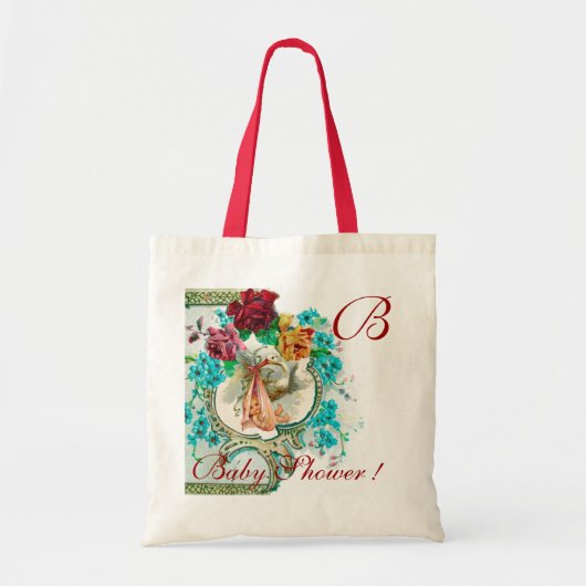 STORK BABY GIRL SHOWER 2 MONOGRAM TOTE BAG (Voorkant)