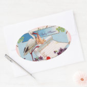 STORK BABY GIRL SHOWER 2 OVALE STICKER (Envelop)