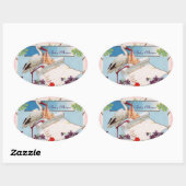 STORK BABY GIRL SHOWER 2 OVALE STICKER (Vel)