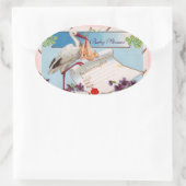 STORK BABY GIRL SHOWER 2 OVALE STICKER (Tas)