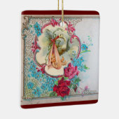 STORK BABY GIRL SHOWER 2 Pink Amethyst Keramisch Ornament (Rechts)