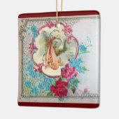 STORK BABY GIRL SHOWER 2 Pink Amethyst Keramisch Ornament (Links)