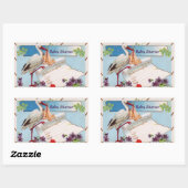 STORK BABY GIRL SHOWER 2 RECHTHOEKIGE STICKER (Vel)