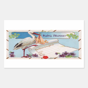 STORK BABY GIRL SHOWER 2 RECHTHOEKIGE STICKER