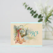 STORK BABY GIRL SHOWER 2 UITNODIGING BRIEFKAART (Staand voorkant)