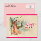 STORK BABY GIRL SHOWER 2 UITNODIGING BRIEFKAART (Voorkant / Achterkant)
