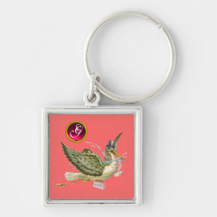 STORK BABY GIRL SHOWER GEM MONOGRAM SLEUTELHANGER