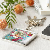 STORK BABY GIRL SHOWER GEM MONOGRAM SLEUTELHANGER (Zijkant)