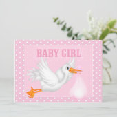 Stork Baby Girl Shower Kaart (Staand voorkant)