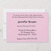 Stork Baby Girl Shower Kaart (Achterkant)