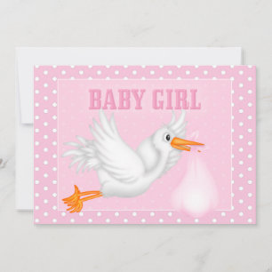 Stork Baby Girl Shower Kaart