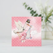  Stork Baby Girl Shower Kaart (Staand voorkant)