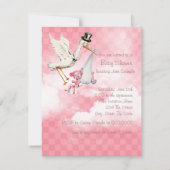  Stork Baby Girl Shower Kaart (Achterkant)