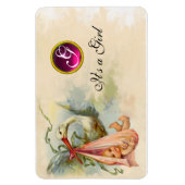 STORK BABY GIRL SHOWER MONOGRAM MAGNEET (Verticaal)