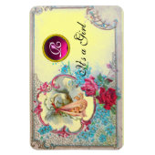 STORK BABY GIRL SHOWER MONOGRAM MAGNEET (Verticaal)