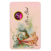 STORK BABY GIRL SHOWER MONOGRAM MAGNEET (Verticaal)