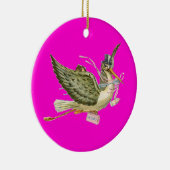 STORK BABY GIRL SHOWER MONOGRAM Pink Amethyst Keramisch Ornament (Rechts)