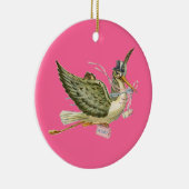 STORK BABY GIRL SHOWER MONOGRAM Red Ruby Keramisch Ornament (Rechts)