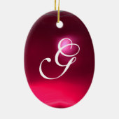 STORK BABY GIRL SHOWER MONOGRAM RED RUBY KERAMISCH ORNAMENT (Achterkant)