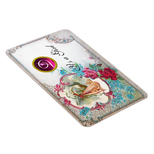 STORK BABY GIRL SHOWER MONOGRAM, wit Magneet (Rechterzijde)