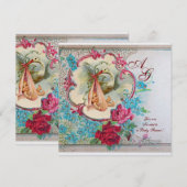 STORK BABY GIRL SHOWER PINK BLAUWE MONOGRAM KAART (Voorkant / Achterkant)