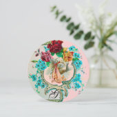 STORK BABY GIRL SHOWER PINK BLAUWE MONOGRAM KAART (Staand voorkant)