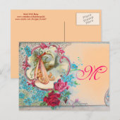 STORK BABY GIRL SHOWER PINK BLAUWE MONOGRAM UITNODIGING BRIEFKAART (Voorkant / Achterkant)