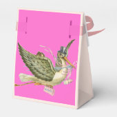 STORK BABY GIRL SHOWER PINK FUCHSIA GEM MONOGRAM BEDANKDOOSJES (Achterkant)