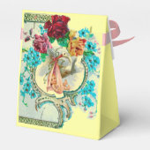STORK BABY GIRL SHOWER PINK GEM MONOGRAM Yellow Bedankdoosjes (Achterkant)