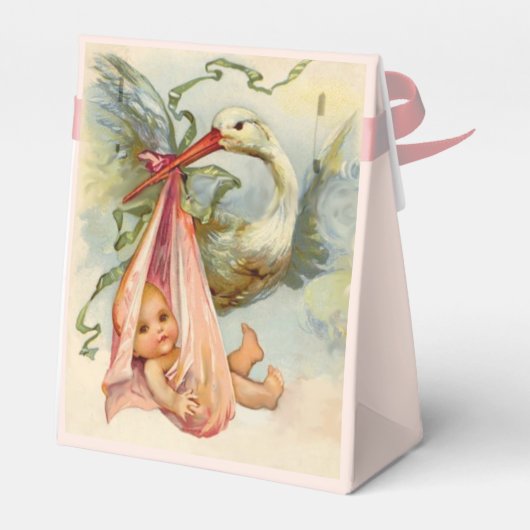STORK BABY GIRL SHOWER PINK GEM STONE MONOGRAM BEDANKDOOSJES (Achterkant)
