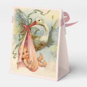 STORK BABY GIRL SHOWER PINK GEM STONE MONOGRAM BEDANKDOOSJES (Achterkant)