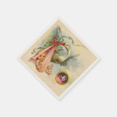 STORK BABY GIRL SHOWER PINK GEM STONE MONOGRAM SERVETTEN (Hoek)