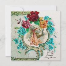 STORK BABY GIRL SHOWER, PINK ROSES EN BLAUWE STROM