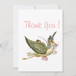 STORK BABY GIRL SHOWER Pink White Kaart