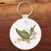 STORK BABY GIRL SHOWER Pink White Sleutelhanger (Achterkant)