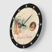 STORK BABY GIRL SHOWER PINKGEM STONE MONOGRAM GROTE KLOK (Hoek)