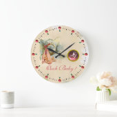 STORK BABY GIRL SHOWER PINKGEM STONE MONOGRAM GROTE KLOK (Huis)