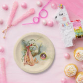 STORK BABY GIRL SHOWER PINKGEM STONE MONOGRAM PAPIEREN BORDJE (Feest)