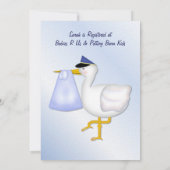 Stork Baby Invite - Blauw Kaart (Achterkant)