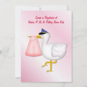 Stork Baby Invite - Roze Kaart (Achterkant)