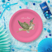 STORK BABY MEISJE DOUCHE Hot Pink Papieren Bordje (Feest)