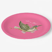 STORK BABY MEISJE DOUCHE Hot Pink Papieren Bordje (Gekanteld)