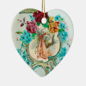 STORK BABY SHOWER 2 MONOGRAM Red Ruby Keramisch Ornament (Rechts)