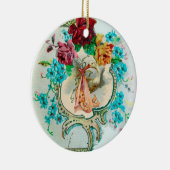 STORK BABY SHOWER 2 MONOGRAM Red Ruby Keramisch Ornament (Rechts)