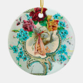 STORK BABY SHOWER 2 MONOGRAM Red Ruby Keramisch Ornament (Voorkant)