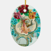 STORK BABY SHOWER 2 MONOGRAM Red Ruby Keramisch Ornament (Voorkant)