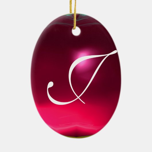 STORK BABY SHOWER 2 MONOGRAM Red Ruby Keramisch Ornament (Achterkant)