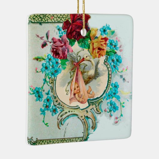 STORK BABY SHOWER 2 Red Ruby Keramisch Ornament (Rechts)