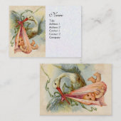 STORK BABY SHOWER 2, wit parelpapier Visitekaartje (Voorkant / Achterkant)